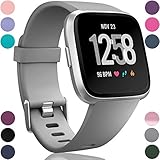 Wepro Replacement Bands Compatible with Fitbit Versa SmartWatch, Versa Lite SE Sports Watch Band for Women Men, Small, Gray