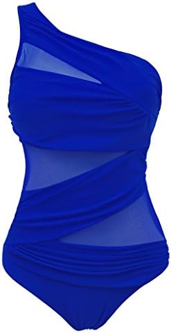 Dreamsoar Womens Bandage One Piece Mesh Solid Bathing Suit Swimwear Swimsuit BL M