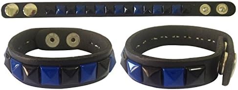 Blue Black color leatherette PVC bracelet wristband 1 row
