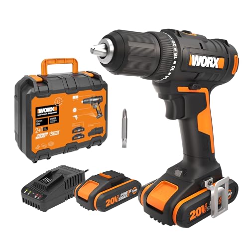 WORX WX108 Akku Bohrschrauber 20V – Allrounder Schrauber zum Bohren & Schrauben – zweistufiger Drehzahlbereich & 20+1 Drehmomenteinstellung bis zu 45N