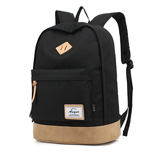 Augur Adult s Casual Laptop Backpack Lightweight Classic Book Bag Water Resistant Rucksack for Travel, Large, Black