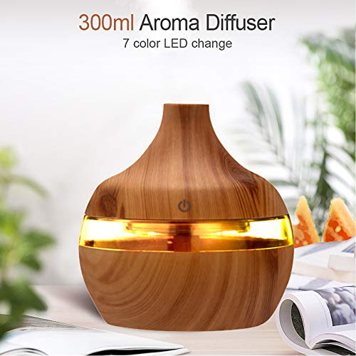 Humidificador de aromaterapia, 300ML Difusores de aceites esenciales, Difusor LED, Portátil Difusor de Aceites Esenciales, USB Mini Humidificador (Amarillo)