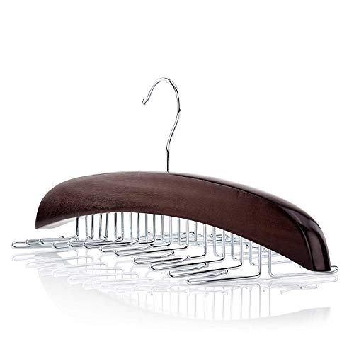 SunTrade Wooden Tie Hanger,24 Tie Organizer Rack Hanger Holder Hook (Black, 24 Hooks)