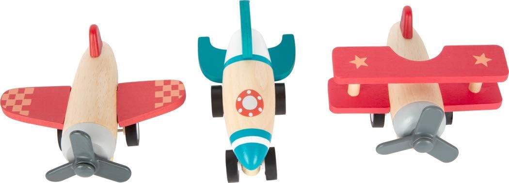 Small Foot 11884 Pull-Back Planes and Rockets Set, with three great aircraft, made of robust wood, for ages 12+ months