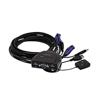 Syba SY-KVM20051 USB Interface, 2x Ports Cable KVM Switch, Compact Design, Video up to 2048x1536 Pixels, with Wired Remote Switch