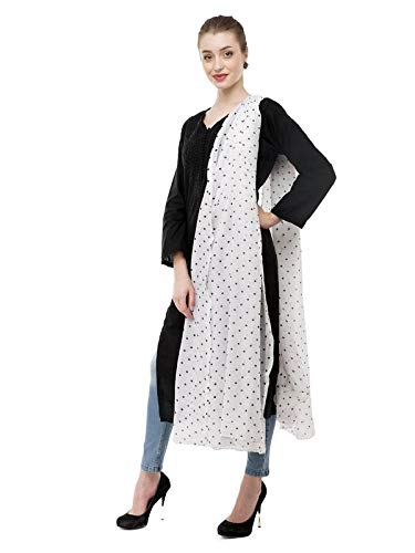 small polka on white print cotton 2.5 mtr. dupatta