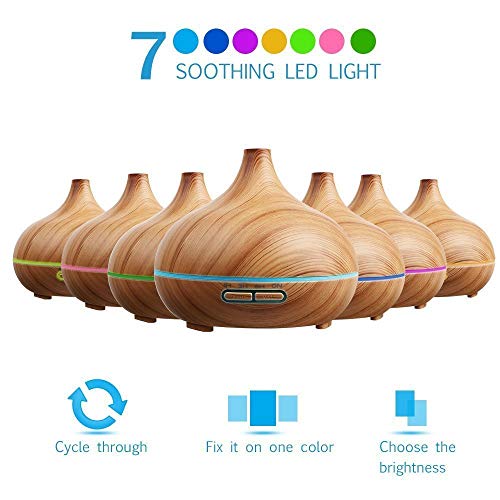 SKY-TOUCH Essential Oil Diffuser, 550ml Oil Diffuser with 4 Timer, Aromatherapy Diffuser with Auto Shut-off Function, Cool Mist Humidifier BPA-Free for Bedroom Home (Cream Yellow)