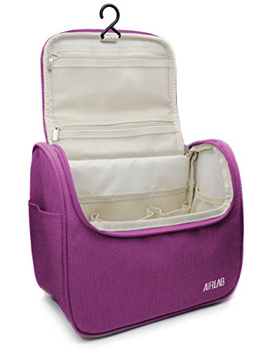 Toiletry Bag for Women, Airlab Hanging Large Travel Makeup bag/Cosmetic Bag with Handle and Hook, Travel Organizer for Men and Women,Pink 1 Toiletry Bag for Women, Airlab Hanging Large Travel Makeup bag/Cosmetic Bag with Handle and Hook, Travel Organizer for Men and Women,Pink