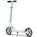 Goplus Folding Kick Scooter for Adult Teen Deluxe Aluminum Glider Adjustable Height w/Kickstand, 220lbs Capacity (Blue)
