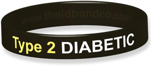 The ID Band CompanyType 2 Diabetic Silicone Wristband - 20.2cm - Black B3273