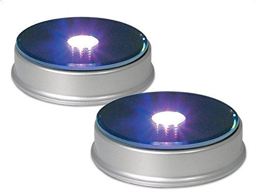 Generic Display Base, LED Lighted, Silver, Mirrored Top, Color Changing Lights, (Pack of 2)