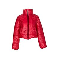 Noroze Womens Crop Jacket Padded Puffer Coat Cropped (Red, 8)