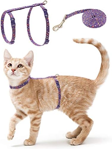 PUPTECK Cat Harness Leash Set – Adjustable Soft Webbing Chest Strap Harness with Quick Release Buckle and Fashion Design for Dogs Cats Small Pets