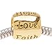 Beadaholique Message Bead Love Faith Pray Peace Joy Hope, Fits Pandora, 22K Gold Plated