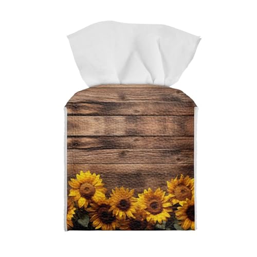 Talayituse Sunflower Wood Print Tissue Box Cover