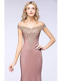 Vestido largo de encaje dorado con diseño de sirena