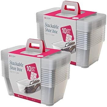 Life Story 5.7 L Clear Shoe & Closet Storage Box Stacking Container, 20 Boxes