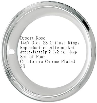 14x7 California Chrome Plated Stainless Steel Beauty Trim Rings Olds Cutlass Mopar