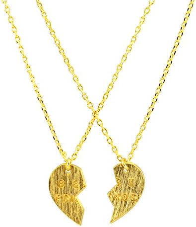 AppleLatte Best Friends Split Heart Necklaces, Gold Plated Pendant, 16"