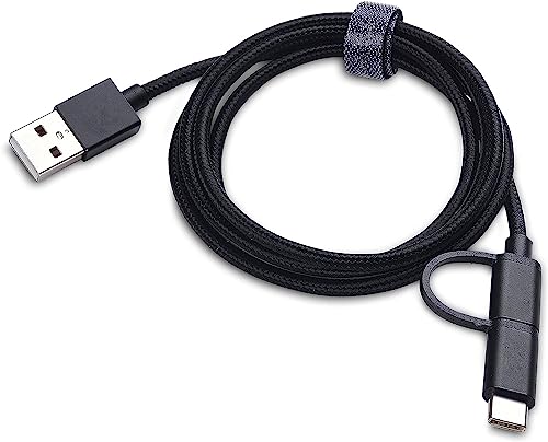 UL Listed Fast Charger for Old and New Kindle Fire Tablets (Designed for use with All Fire Tablets and All Kindle E-Readers)-6.6Ft USB to Micro-USB and USB-C 2IN1 Braided Cable