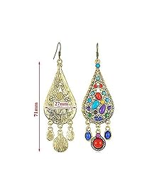 Pendientes colgantes estilo étnico retro bohemio con diseño de gotitas