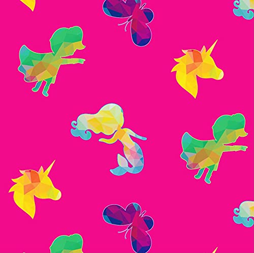 Kids Pink Recycled and Recyclable Girls Geometric Playtime Shapes Wrapping Paper. 5 XL Eco Friendly Sheets. Made in The UK. Packaged in Compostable Materials.