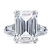 BERRICLE Rhodium Plated Sterling Silver Emerald Cut Cubic Zirconia CZ 3-Stone Engagement Ring