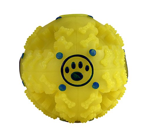 KINREX Food Dispenser for Dog and Cat - Interactive Dog Toys - Funny Dog Puzzle - IQ Treat Ball - Yellow 4"