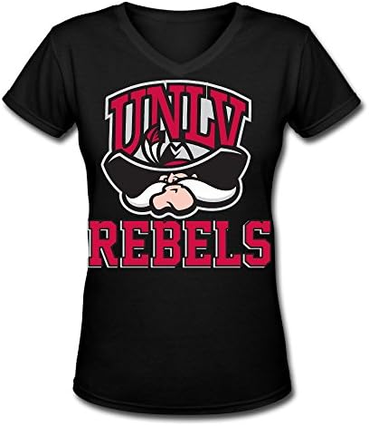 Women's UNLV Rebels 100% Cotton V Neck Short Sleeve T-Shirt Black US Size M