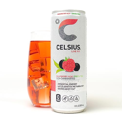 CELSIUS Raspberry Acai Green Tea, Functional Essential Energy Drink 12