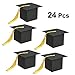 OULII Candy Box 24Pcs Graduation Cap Shaped Gift Box Sugar Chocolate Box for Graduation Party Favor (Black)