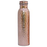 Traveller's Pure Copper Hammered Water Bottle for Ayurvedic Health Benefits holds 900 Ml (30.4 US Fluid Ounce) water | Joint Free, Leak Proof by HealthGoodsIn