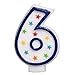 Amscan Colorful #6 Birthday Star Flat Molded Candle Party Supplies, White, 3 1/2