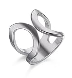 VNOX Stainless Steel Cuff Ring for Women Engagement Promise Engagement Marriage