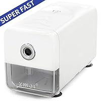 Electric Pencil Sharpener Heavy Duty,Durable Indrustial Pencil Sharpener Plug in for NO. 2/Colored Pencils (6-8mm),Auto-Stop,Super Fast,3 Sharpening Settings,Office,School,Classroom (WHITE)