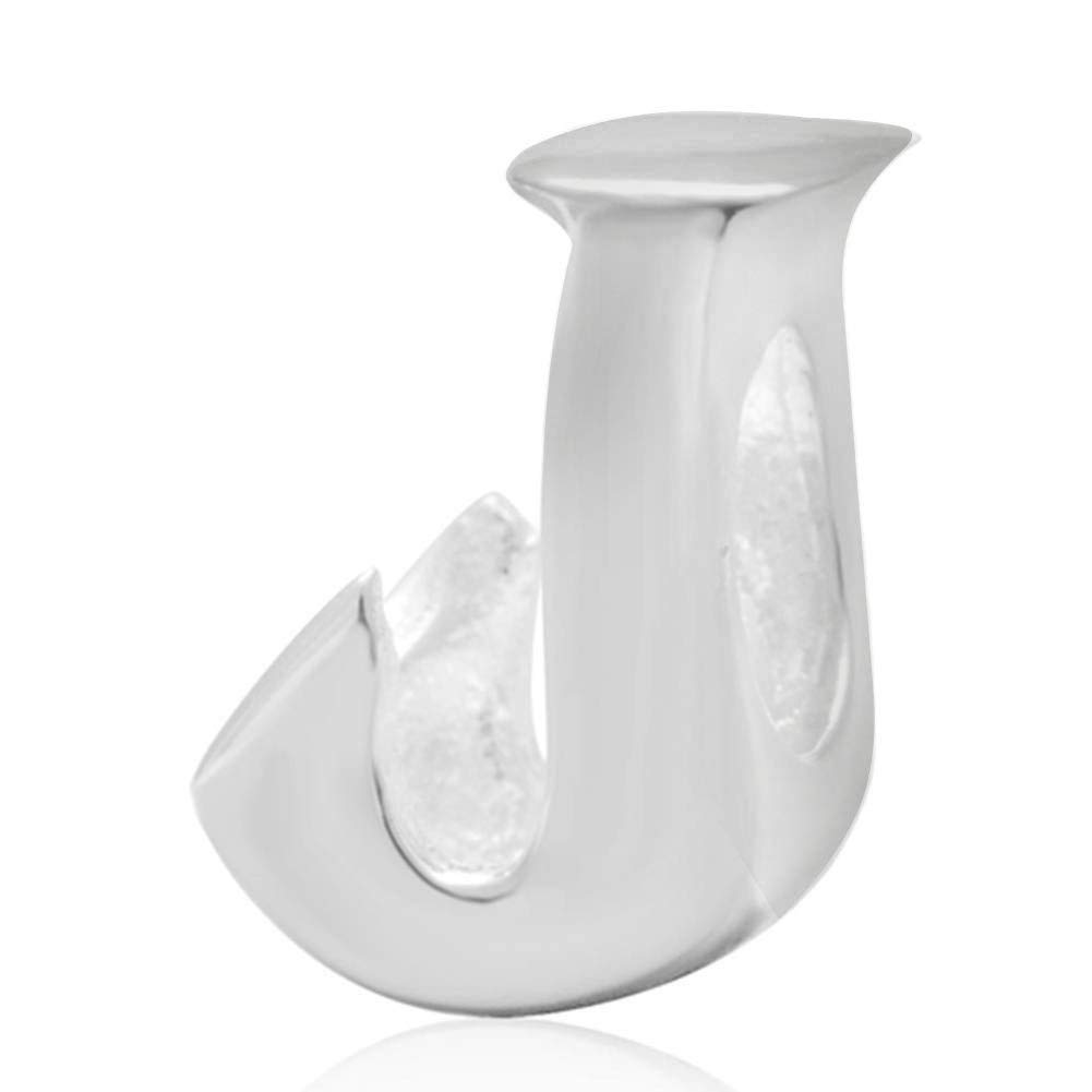 925 Sterling Silver Beads Alphabet Charms Letter Initial J Charm Anniversary Charm Words Charm fits Pandora Charms Bracelet (J)