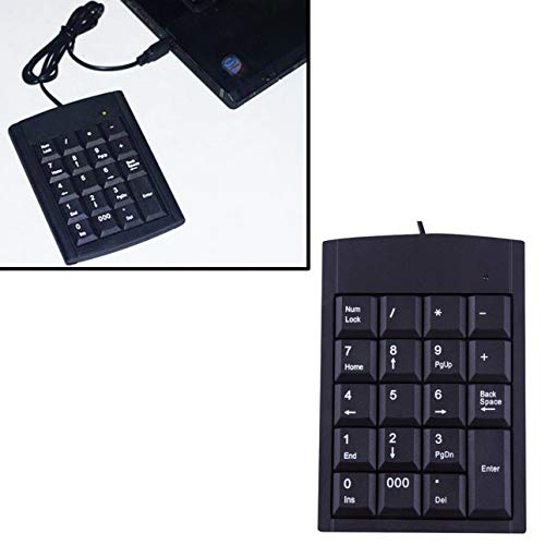 Smartlove1P USB Wired Numeric Keyboard Keypad Adapter 19 Keys for Laptop PC Black