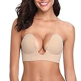 Aomh Strapless Bra Adhesive Invisible Backless Bras Plunge Reusable Magic Bra Nipple Covers Silicone Bra