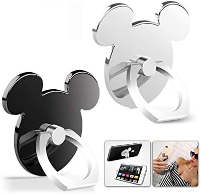 Cell Phone Ring Holder (2 Pack) High Viscosity Finger Stand Grip Reusable Washable 360 Rotation Universal Smartphone Kickstand for iPhone ipad Samsung Google HTC Most (BlackSilver) by SPCEUTOH