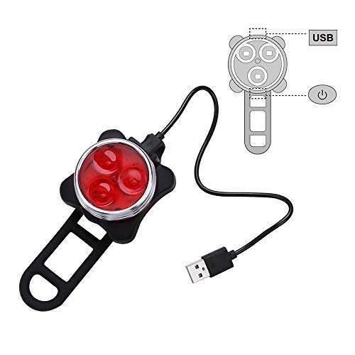 Fokine Bicycle Light Built-in Battery Rechargeable USB LED Bike Light Flashlight with Mount Bicycle Accessories (red&White)