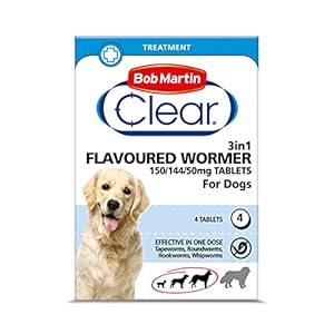 Bob Martin Clear | 3 in 1 Wormer Tablets for Small, Medium & Large Dogs (up to 40kg) | Clinically Proven Treatment (4…