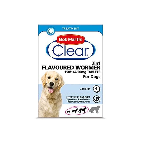 Bob-Martin-Clear-3-in-1-Wormer-Tablets-for-Small-Medium-Large-Dogs-up-to-40-kg-Clinically-Proven-Treatment-4-Tablets Bob Martin Clear | 3 in 1 Wormer Tablets for Small, Medium & Large Dogs (up to 40kg) | Clinically Proven Treatment (4…