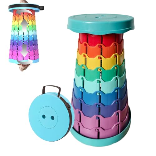 AUEJACKY Taburete Plegable Portátil, Altura Ajustable 6,5-45 cm, Carga Máxima 180 kg, con Cojín, Taburete de Camping para Adultos, Ideal para Pesca, Barbacoa y Uso Interior