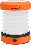 Ivation LED Camping Lantern Collapsible & Rainproof, Flashlight torch Mini Lamp with hanging handle, 2 Lighting levels, Battery Operated, Portable Handy and Easy to store