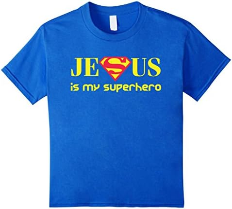 Kids Jesus Is My Superhero T Shirt, Jesus Shirt, Christian Shirt 6 Royal Blue