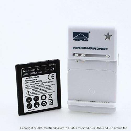 YN4L 2300mAh Replacement Battery for Samsung Galaxy Core Prime SM-G360P ; G360V Prevail ; G3606 ; G3608 ; G3609 EB-BG360CBU ; EB-BG360CBZ + Wall Dock Charger Bundle