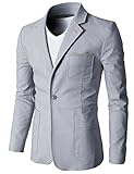 H2H Mens Pastel Color Slim Fit Blazer Jackets with Pocket Trim GRAY US M/Asia L (CMOBL01)