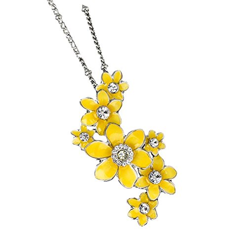 equilibrium Radiant Daffodil Cluster Enamel & Crystal Pendant Necklace Gift Boxed