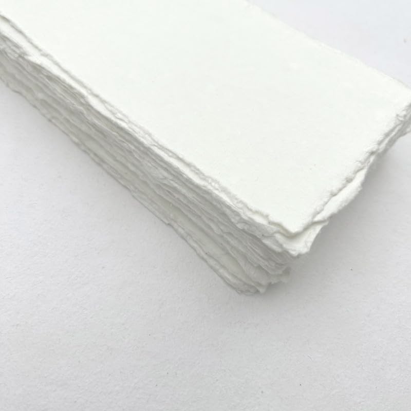 Deckle Papers Handmade Deckle Edge Cotton Rag Paper 150gsm - Blank Cards for Wedding Invites, Calligraphy, Art (50 Pack)