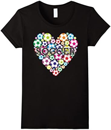 Womens Soccer T Shirt I Love Heart Soccer Football tees Small Black